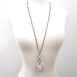LOFT Y-drop necklace w rose quartz pendant